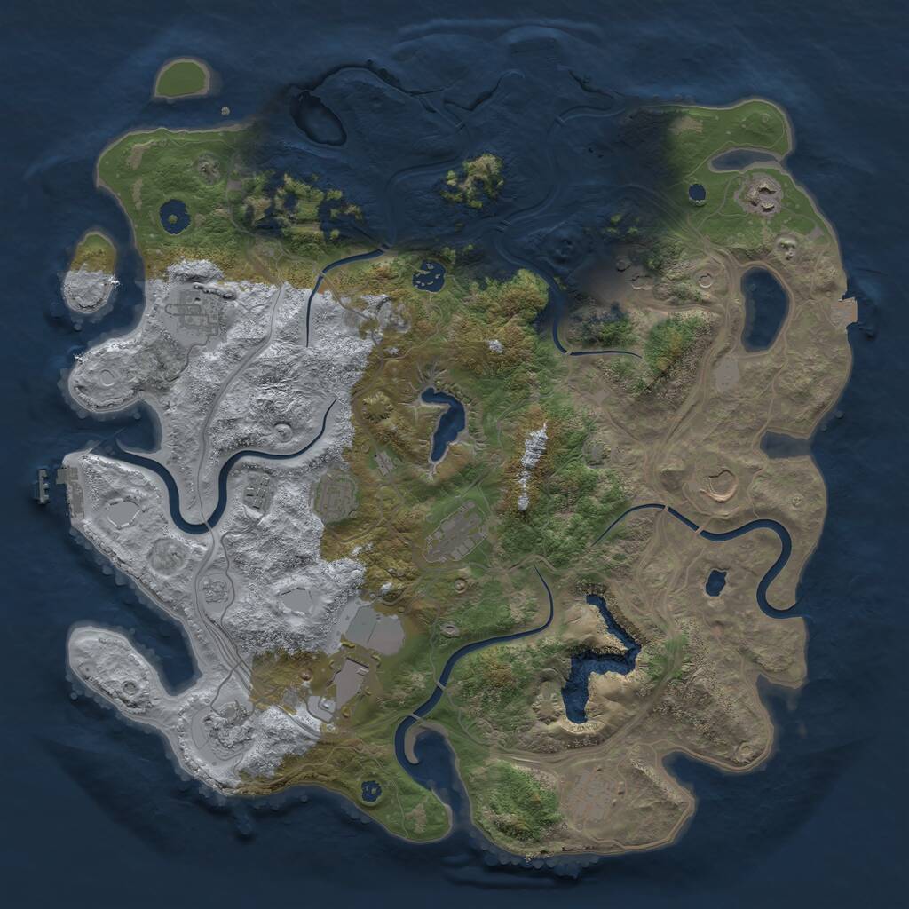 Rust Map: Procedural Map, Size: 4250, Seed: 654976560, 17 Monuments