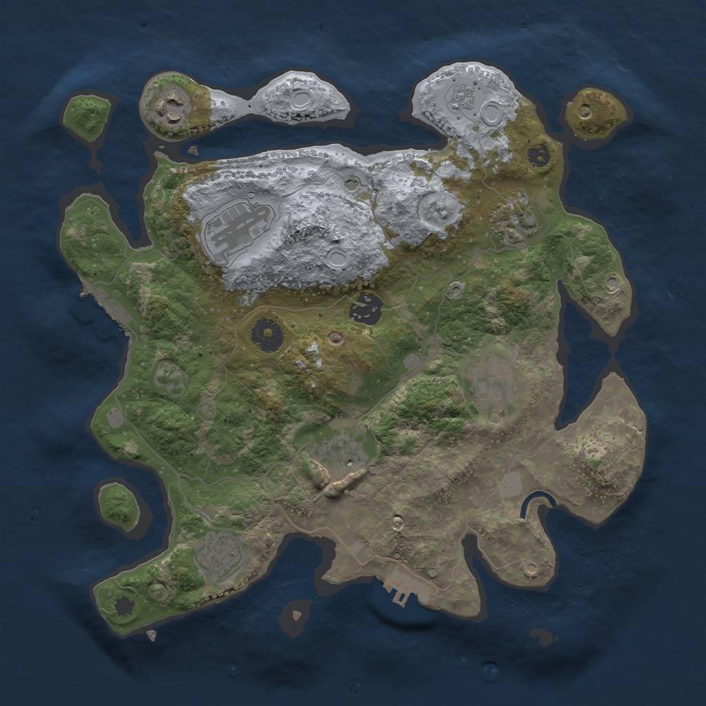 Rust Map: Procedural Map, Size: 3250, Seed: 1254035449, 16 Monuments