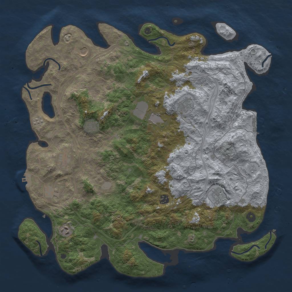Rust Map: Procedural Map, Size: 4500, Seed: 218373958, 19 Monuments