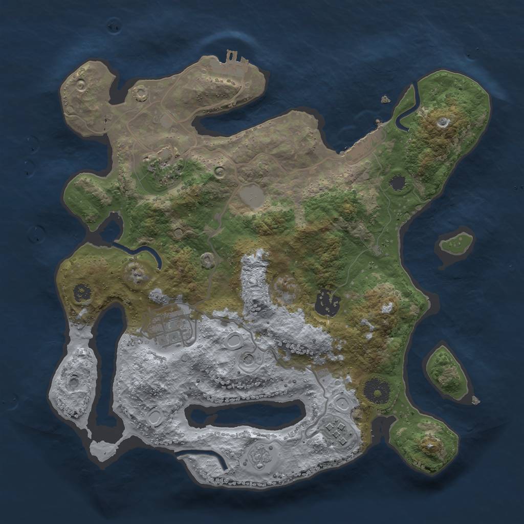 Rust Map: Procedural Map, Size: 3000, Seed: 93424, 13 Monuments