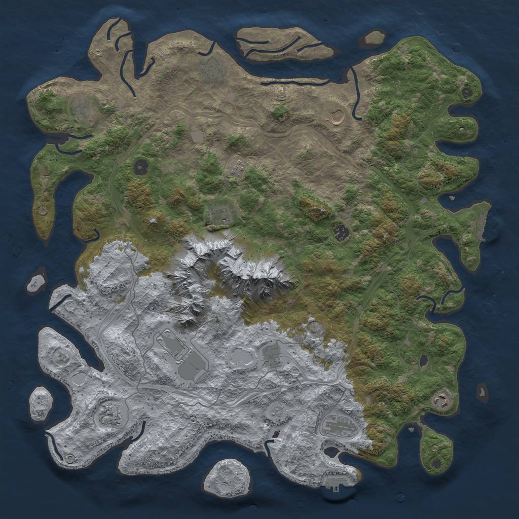 Rust Map: Procedural Map, Size: 5000, Seed: 1364055678, 20 Monuments