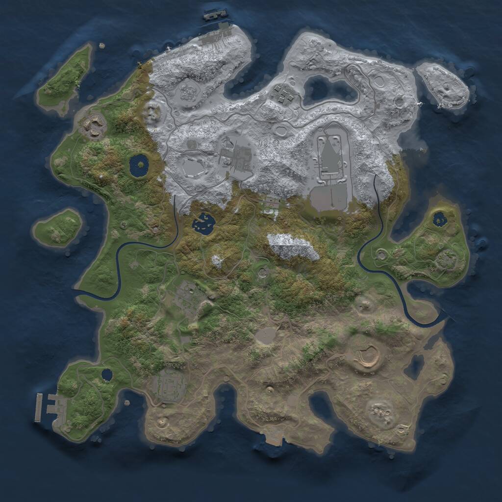 Rust Map: Procedural Map, Size: 3500, Seed: 16622038, 14 Monuments