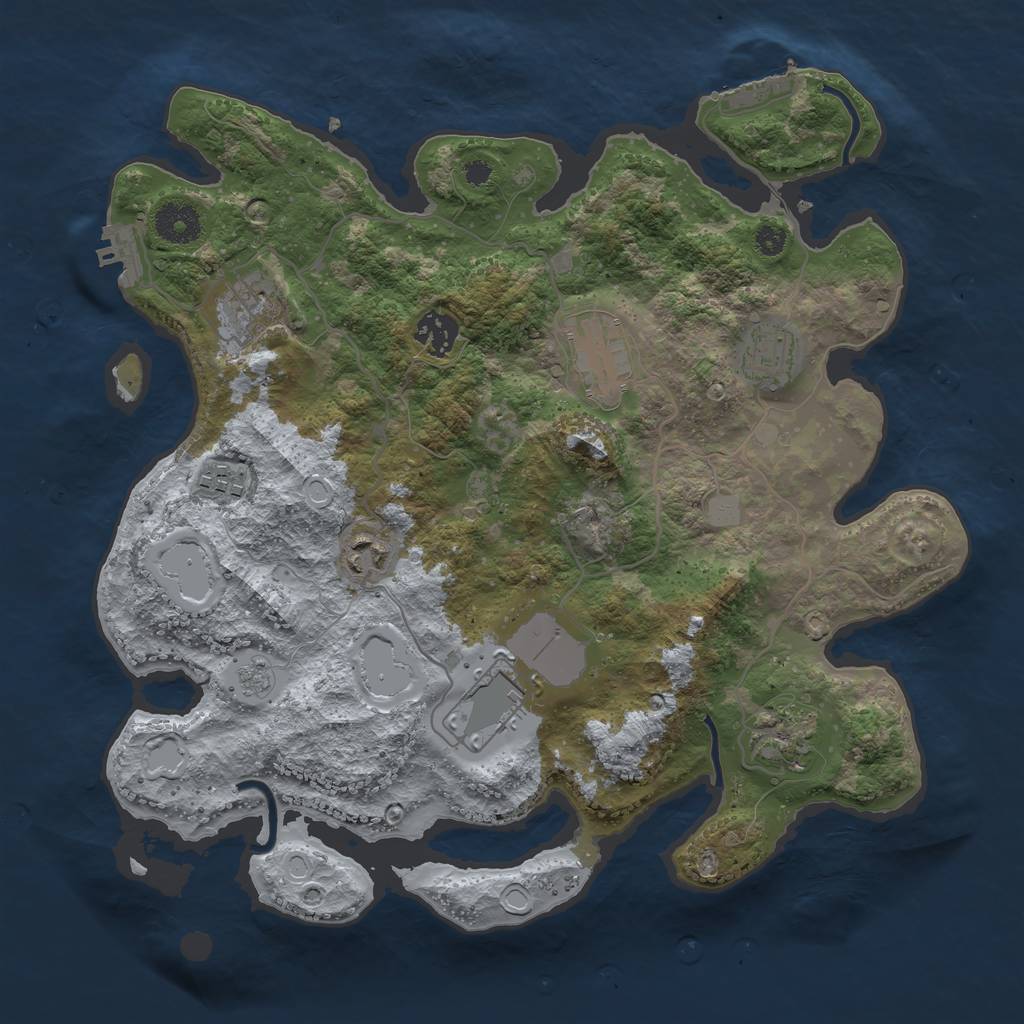 Rust Map: Procedural Map, Size: 3500, Seed: 312456, 16 Monuments