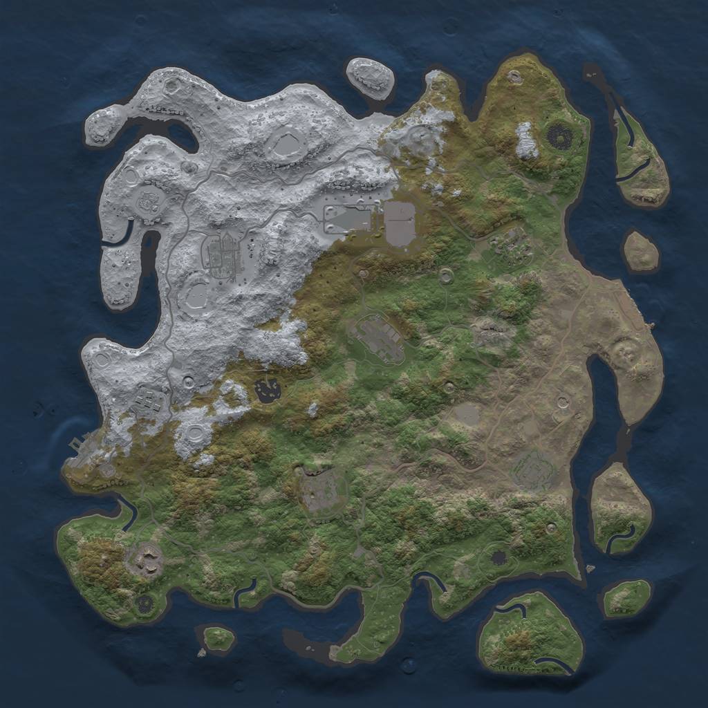 Rust Map: Procedural Map, Size: 4050, Seed: 1534395513, 18 Monuments