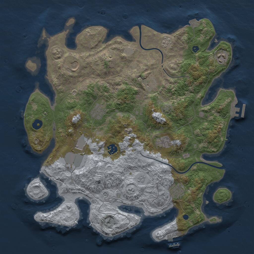 Rust Map: Procedural Map, Size: 3800, Seed: 643658678, 15 Monuments