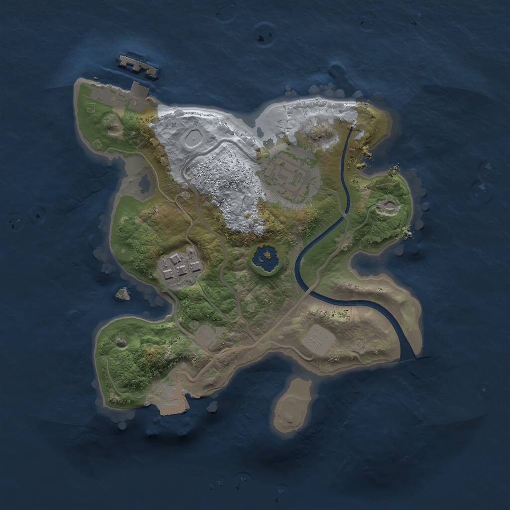 Rust Map: Procedural Map, Size: 2000, Seed: 3074719, 4 Monuments