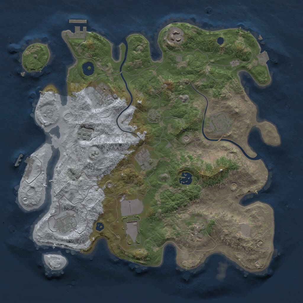 Rust Map: Procedural Map, Size: 3500, Seed: 63545, 15 Monuments