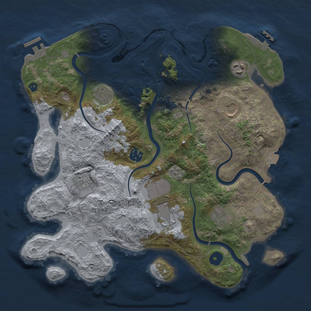 Rust Map: Procedural Map, Size: 3500, Seed: 538592297, 14 Monuments