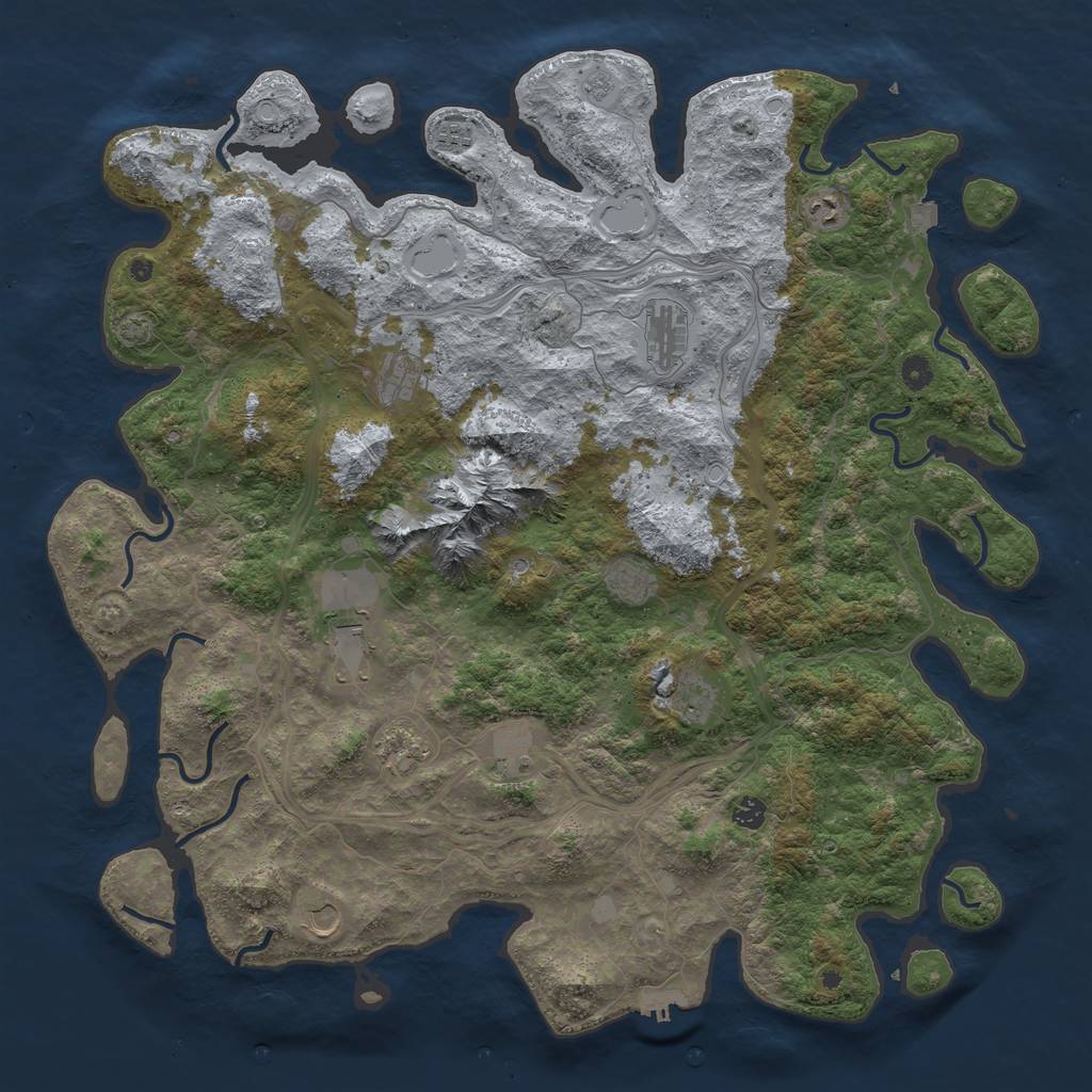 Rust Map: Procedural Map, Size: 5000, Seed: 45353, 18 Monuments