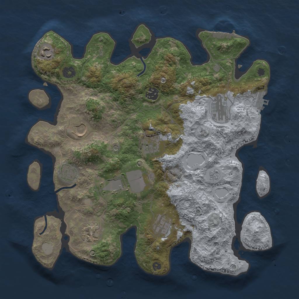 Rust Map: Procedural Map, Size: 3500, Seed: 937087695, 18 Monuments