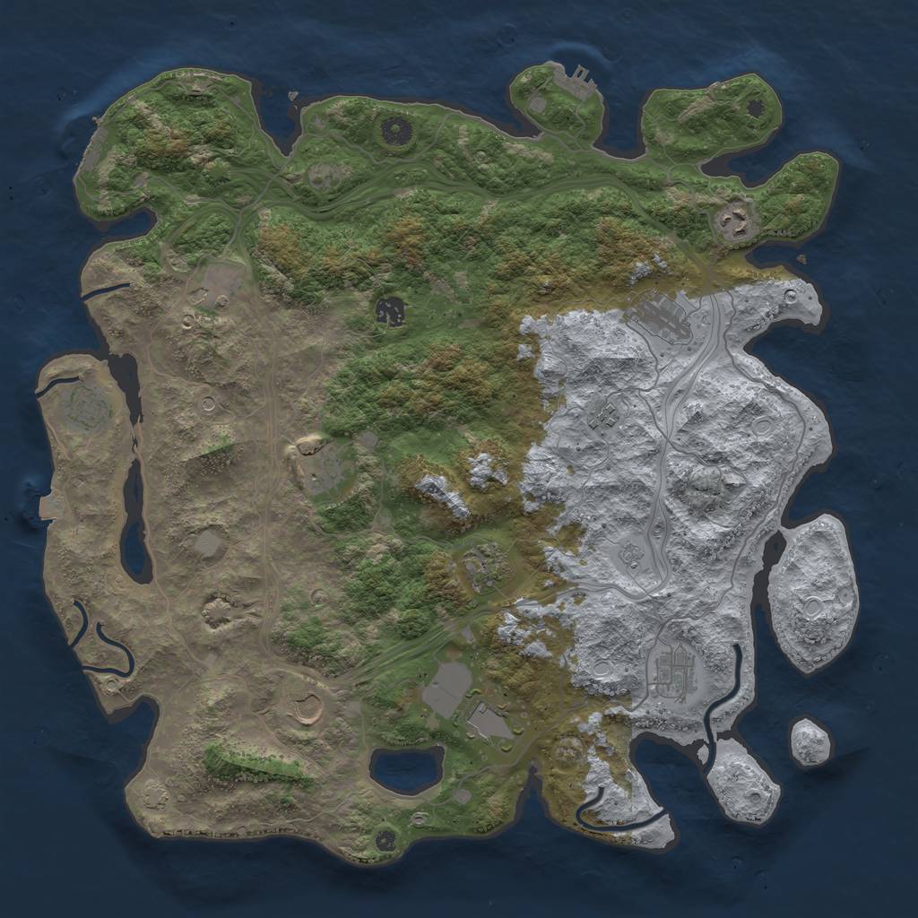Rust Map: Procedural Map, Size: 4500, Seed: 984901252, 19 Monuments