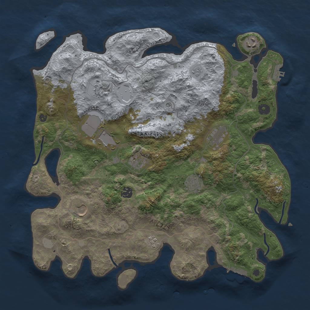 Rust Map: Procedural Map, Size: 4000, Seed: 9136462, 16 Monuments