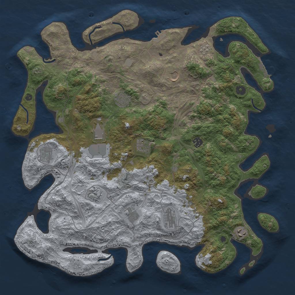 Rust Map: Procedural Map, Size: 4500, Seed: 729407277, 20 Monuments