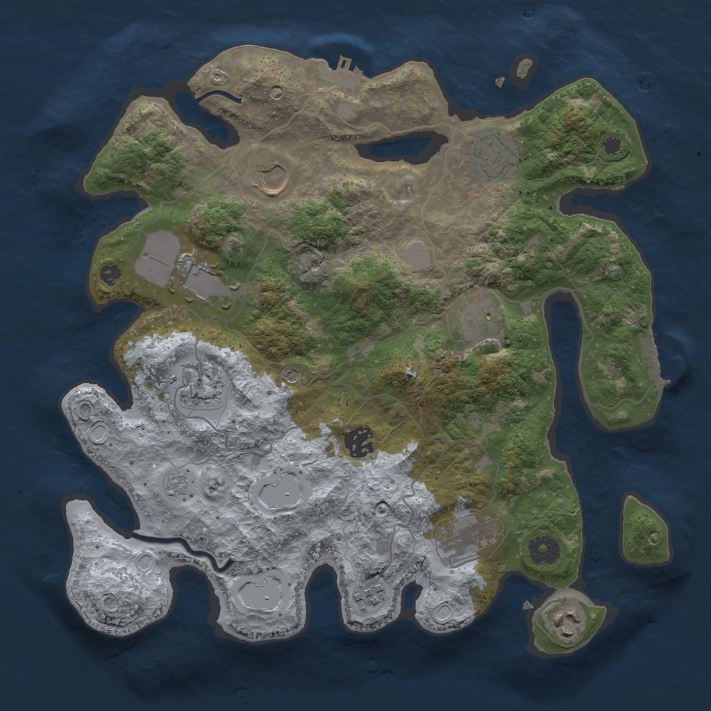 Rust Map: Procedural Map, Size: 3500, Seed: 1199223076, 18 Monuments