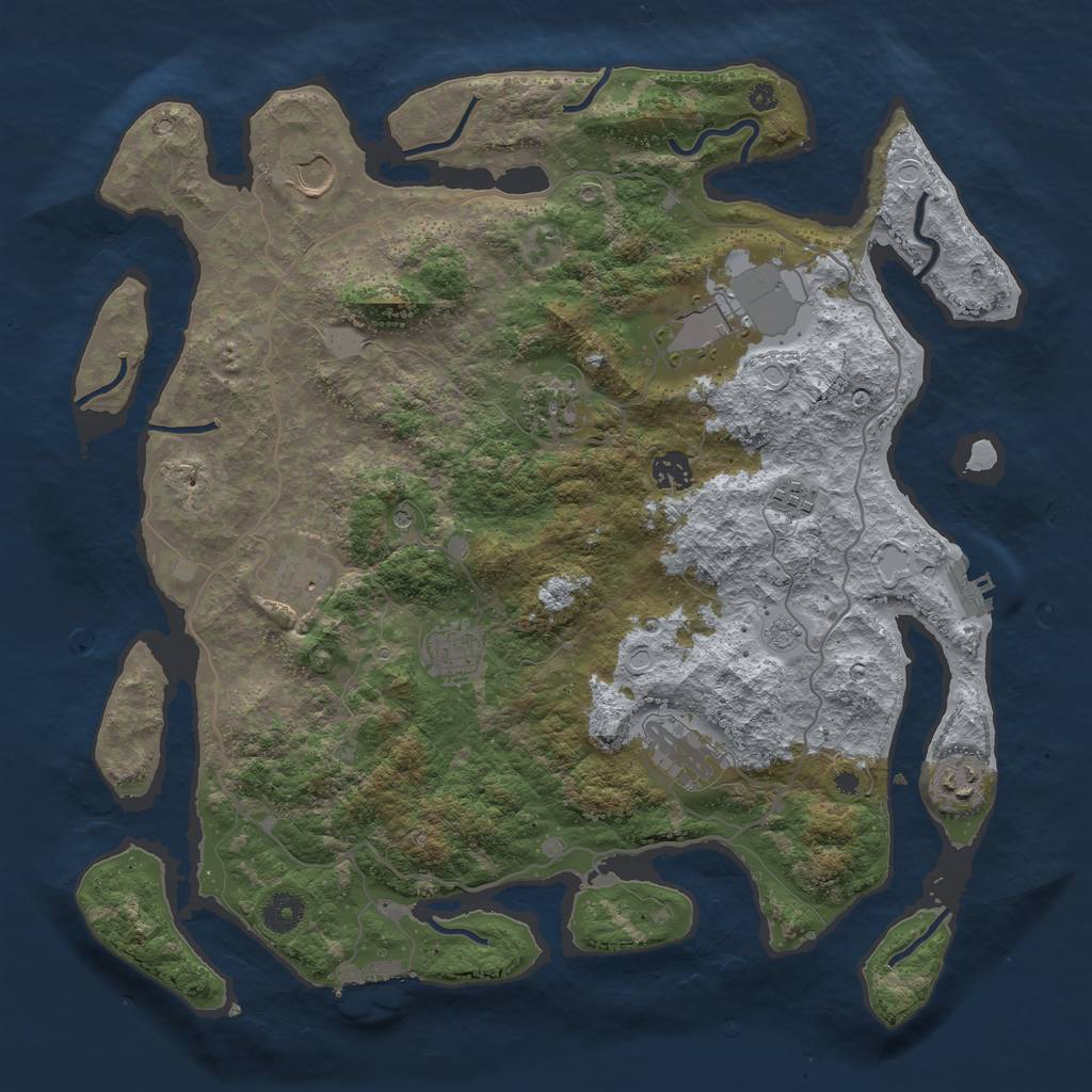 Rust Map: Procedural Map, Size: 4000, Seed: 790298234, 18 Monuments