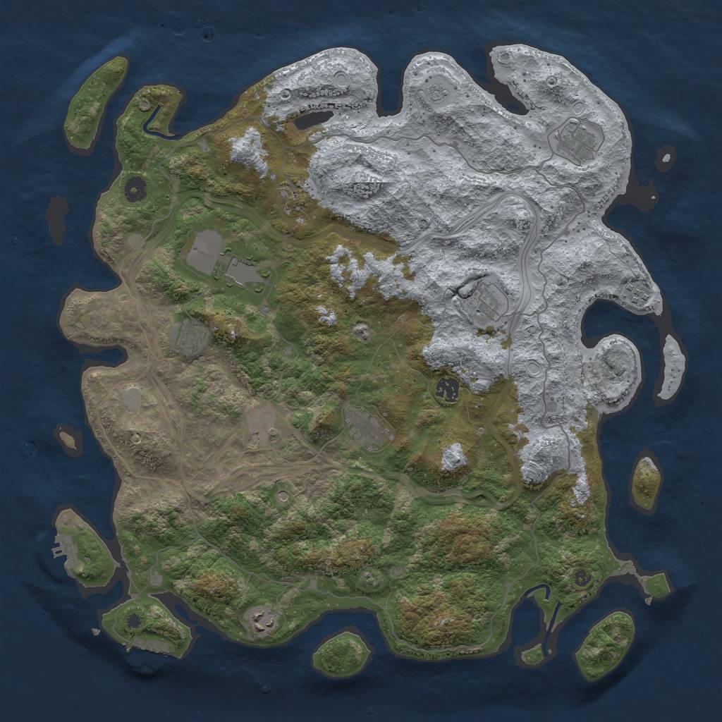 Rust Map: Procedural Map, Size: 4499, Seed: 42069, 19 Monuments