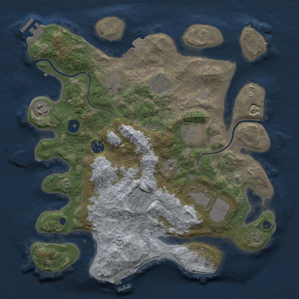 Rust Map: Procedural Map, Size: 3500, Seed: 55487588, 13 Monuments