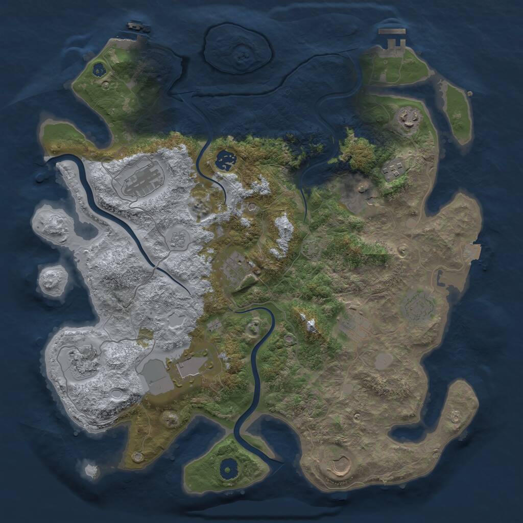 Rust Map: Procedural Map, Size: 3900, Seed: 349516, 17 Monuments