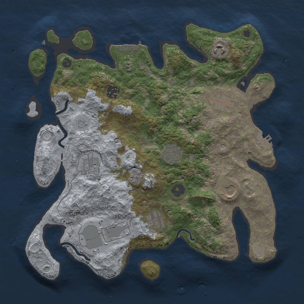 Rust Map: Procedural Map, Size: 3500, Seed: 878848, 18 Monuments