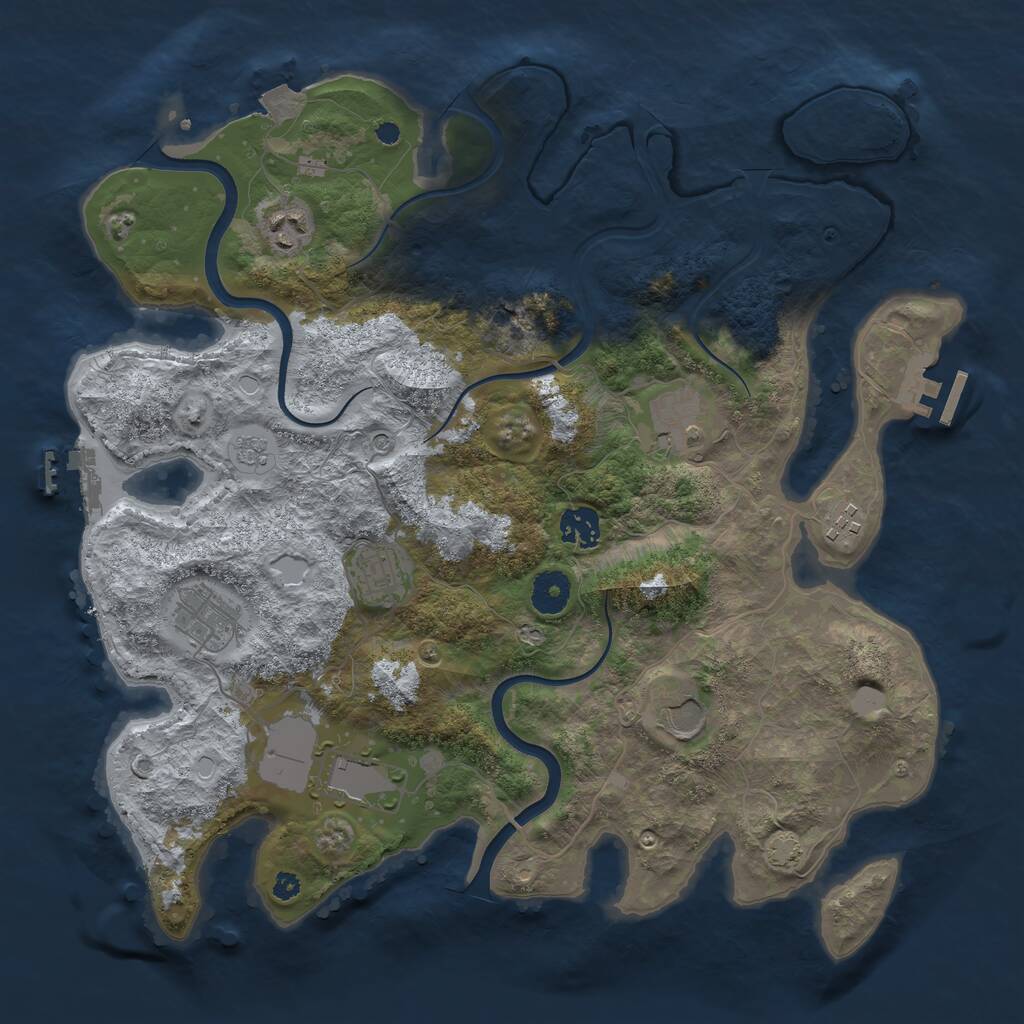 Rust Map: Procedural Map, Size: 3700, Seed: 1116537604, 14 Monuments