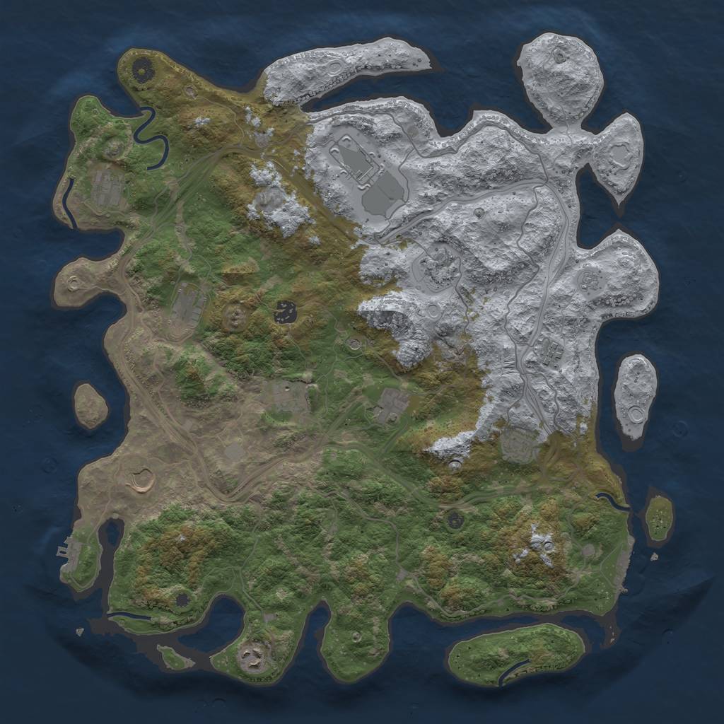 Rust Map: Procedural Map, Size: 4500, Seed: 389224788, 18 Monuments