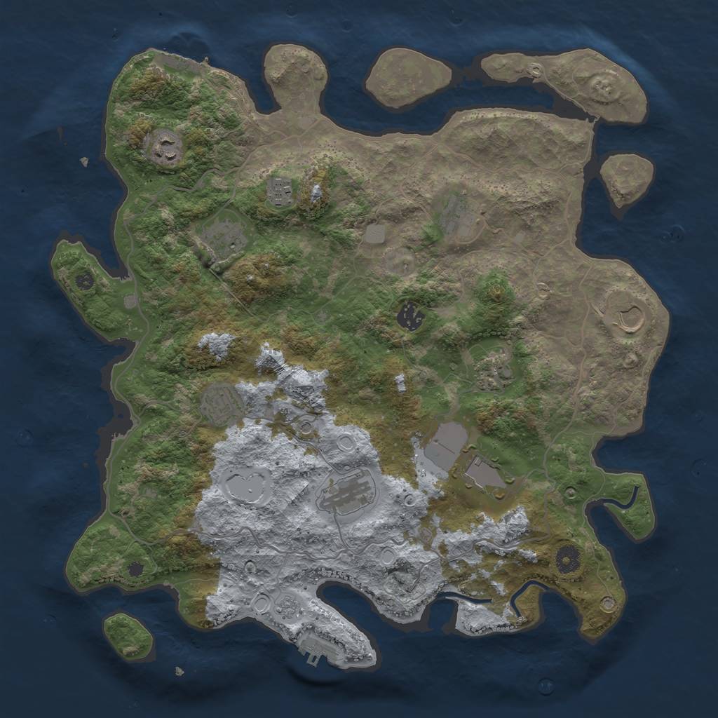 Rust Map: Procedural Map, Size: 4000, Seed: 878597565, 19 Monuments