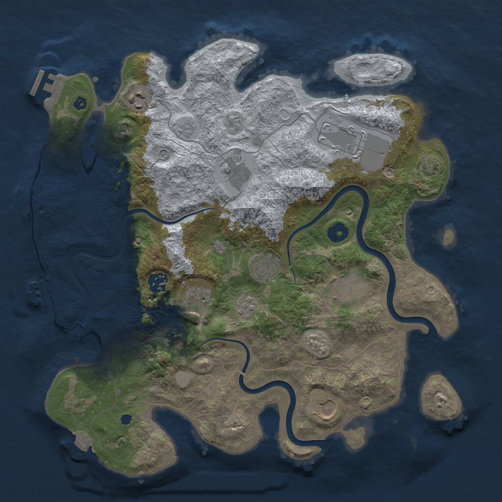 Rust Map: Procedural Map, Size: 3750, Seed: 394515669, 15 Monuments