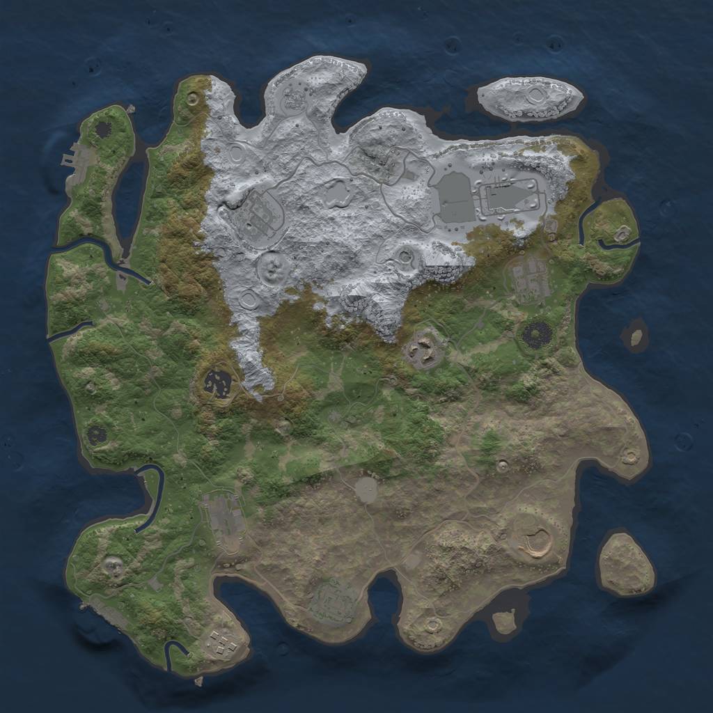 Rust Map: Procedural Map, Size: 3750, Seed: 394515669, 18 Monuments
