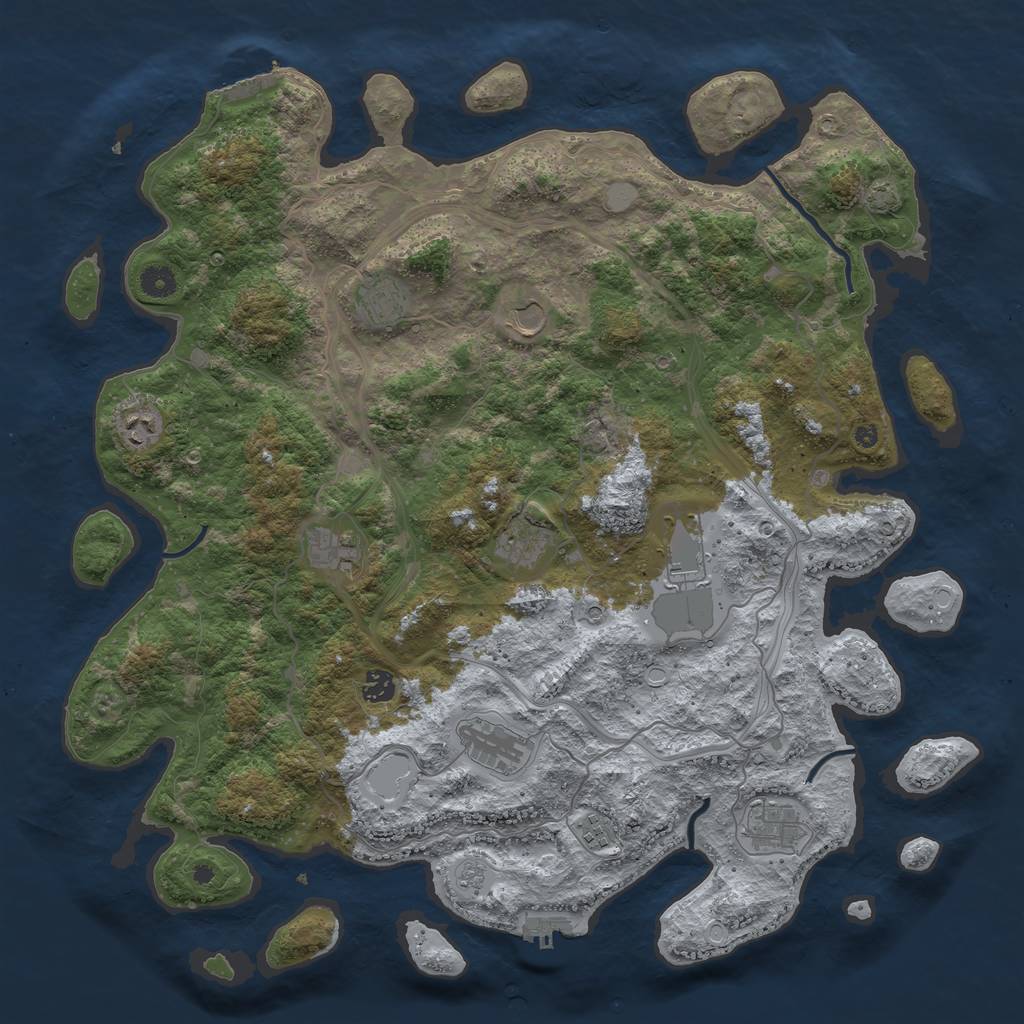 Rust Map: Procedural Map, Size: 4500, Seed: 2141810802, 18 Monuments