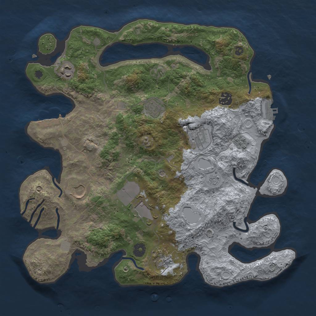 Rust Map: Procedural Map, Size: 3500, Seed: 7758774, 17 Monuments