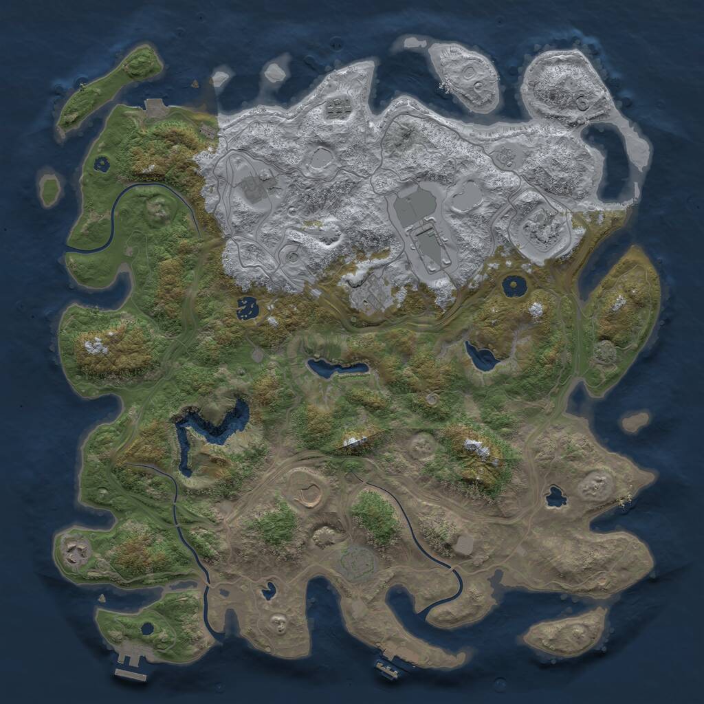 Rust Map: Procedural Map, Size: 4500, Seed: 1255303679, 15 Monuments