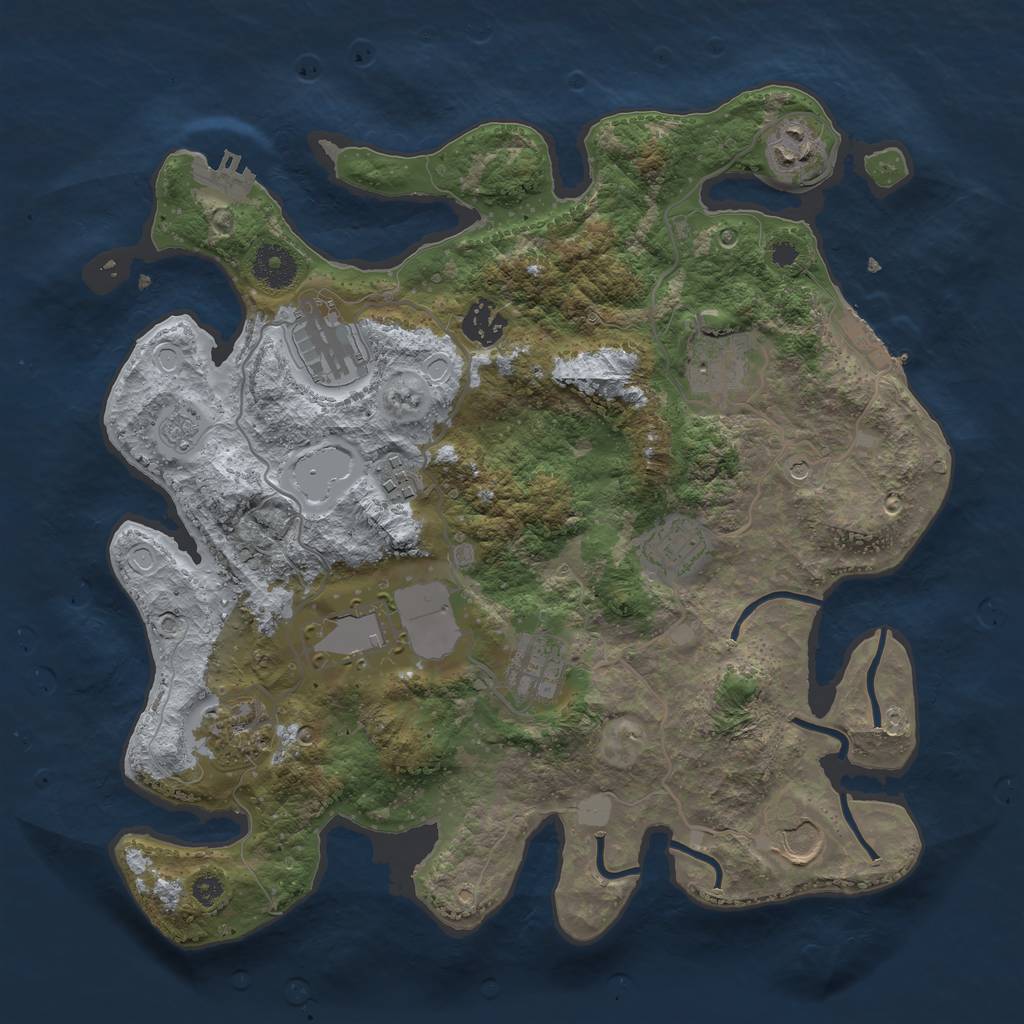 Rust Map: Procedural Map, Size: 3500, Seed: 735722100, 19 Monuments