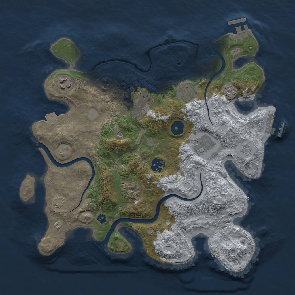 Rust Map: Procedural Map, Size: 3250, Seed: 1298669062, 13 Monuments