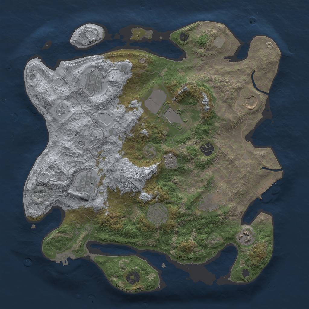 Rust Map: Procedural Map, Size: 3500, Seed: 1801745533, 18 Monuments