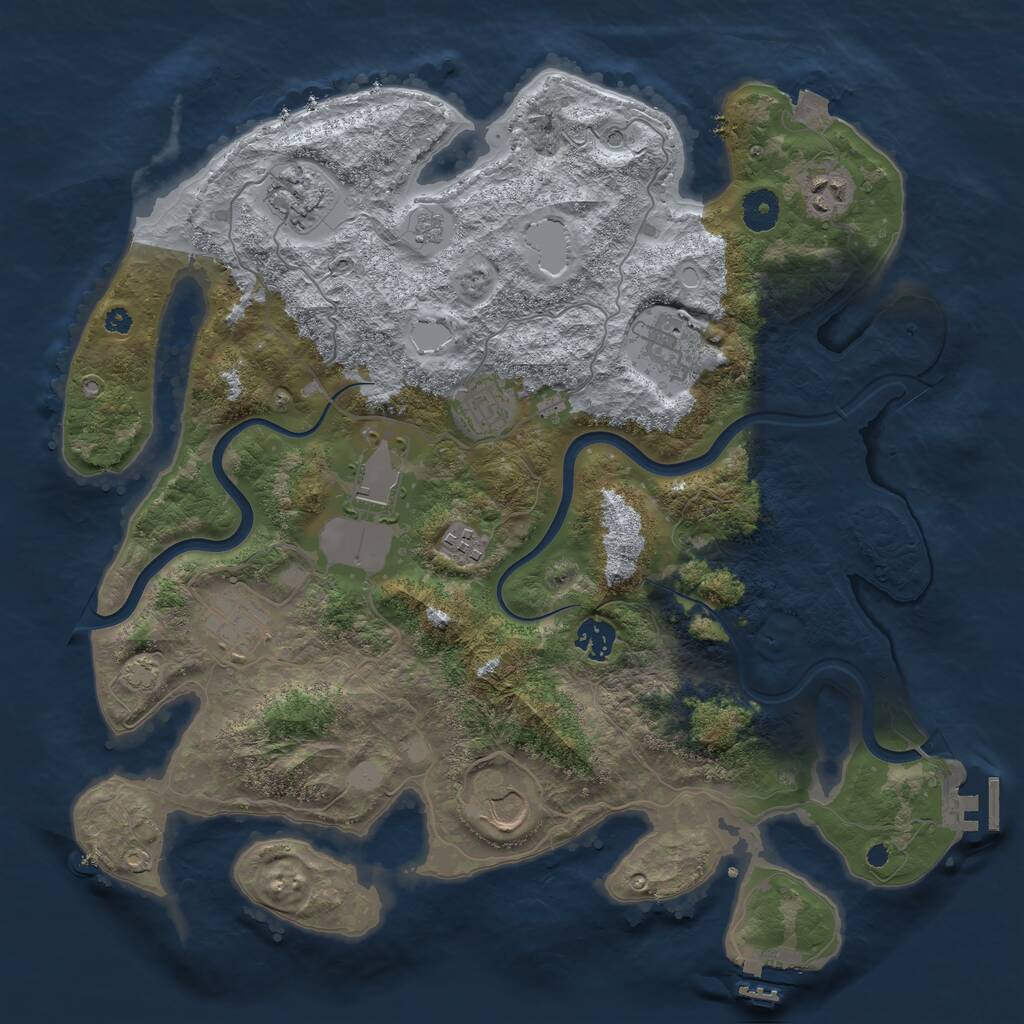 Rust Map: Procedural Map, Size: 3838, Seed: 114115258, 15 Monuments