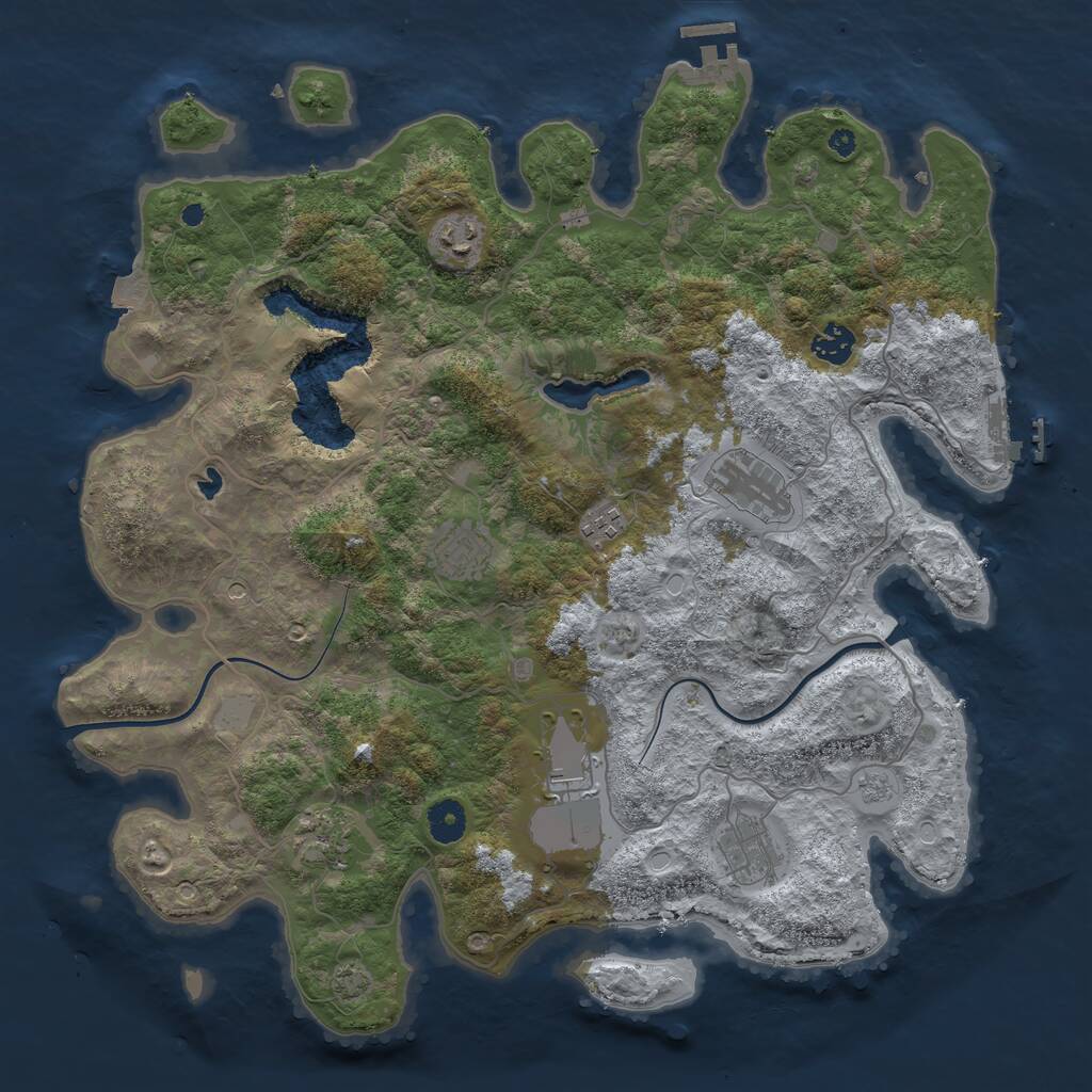 Rust Map: Procedural Map, Size: 4000, Seed: 720280668, 14 Monuments