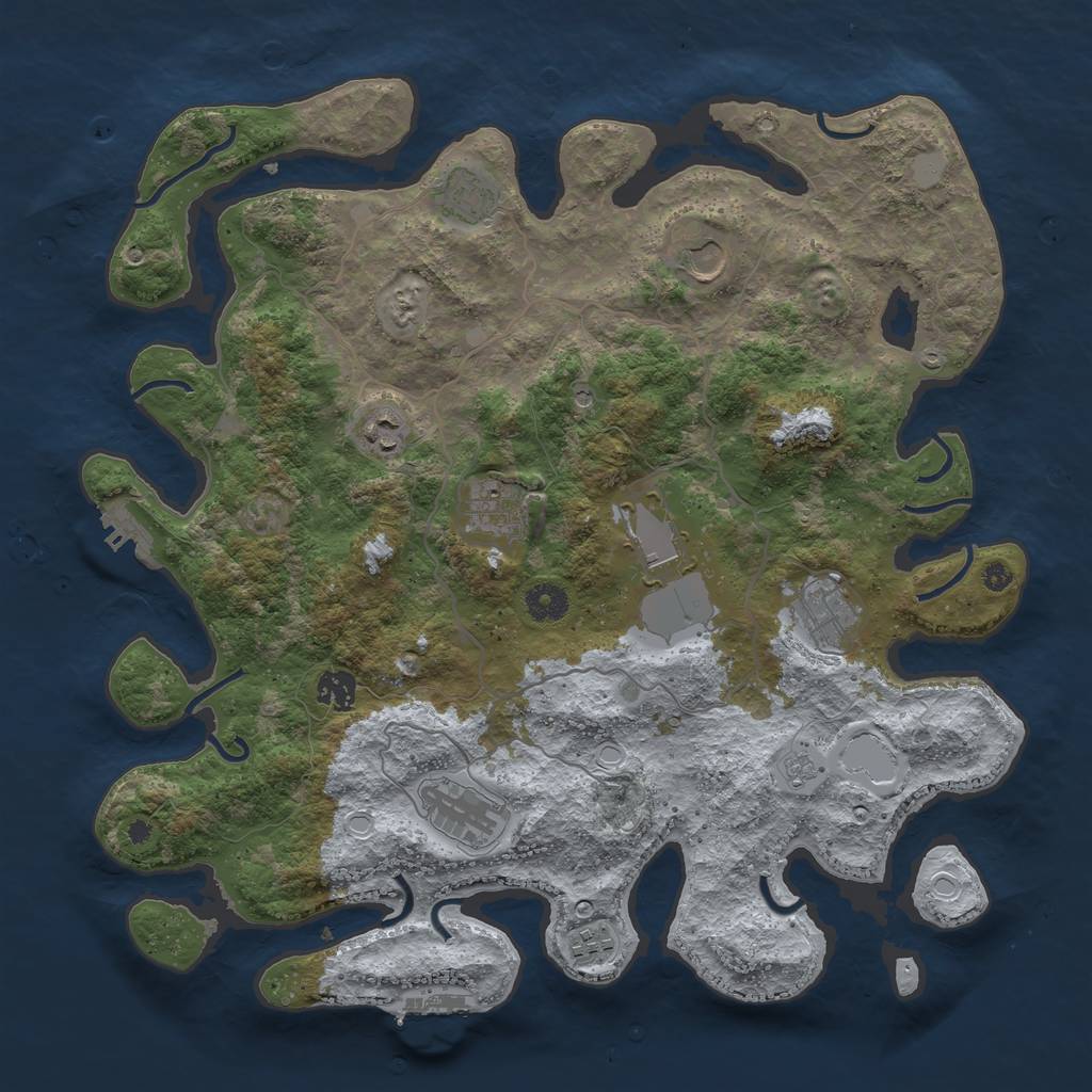 Rust Map: Procedural Map, Size: 4000, Seed: 767463246, 18 Monuments