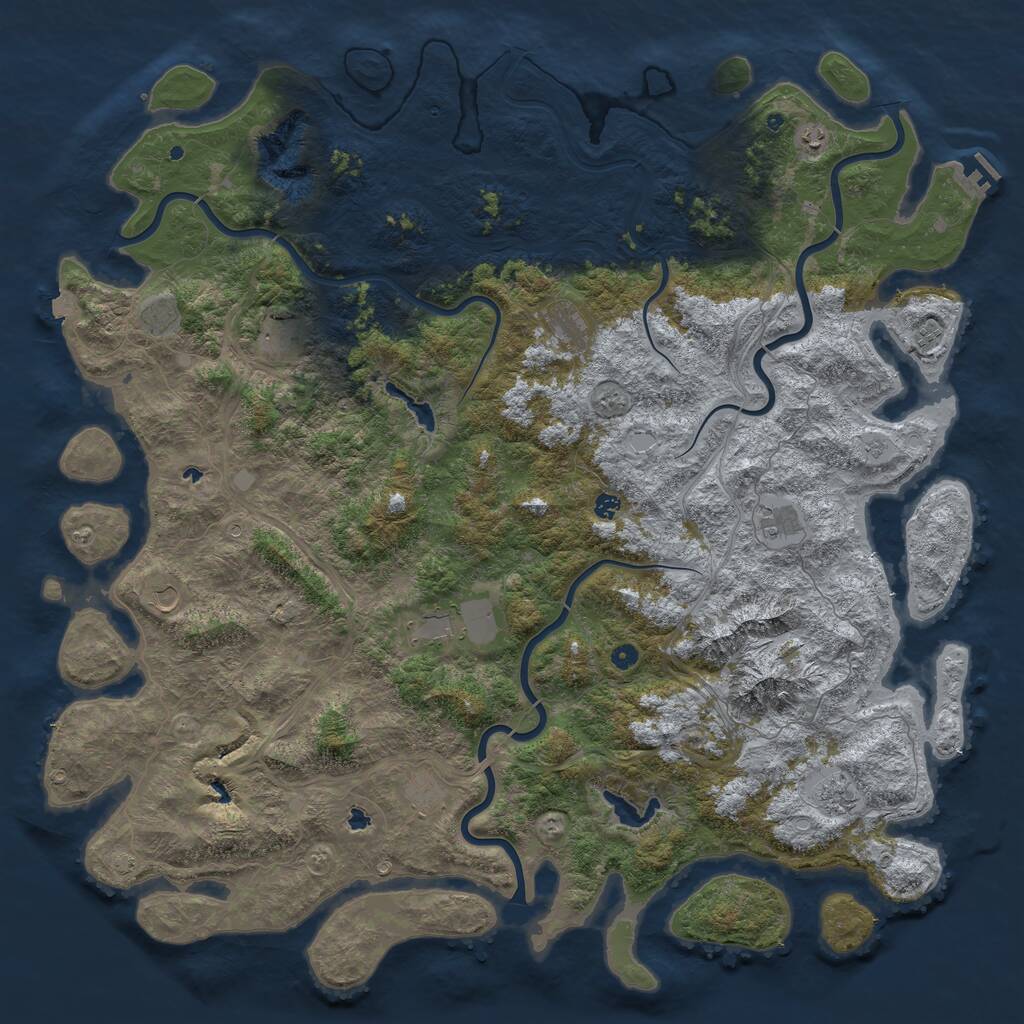 Rust Map: Procedural Map, Size: 6000, Seed: 9905786, 16 Monuments
