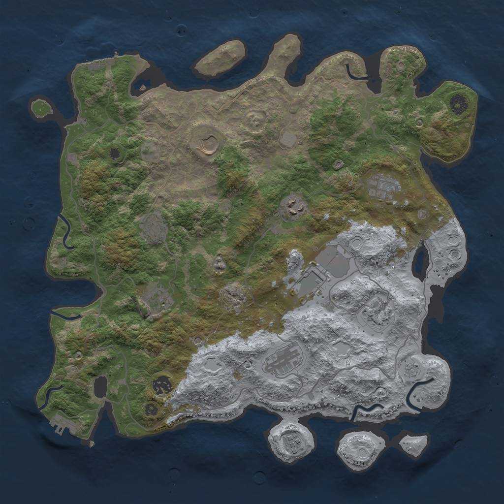 Rust Map: Procedural Map, Size: 4000, Seed: 625504336, 19 Monuments