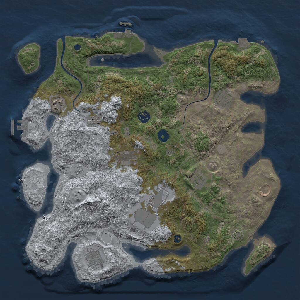Rust Map: Procedural Map, Size: 3800, Seed: 63666081, 15 Monuments