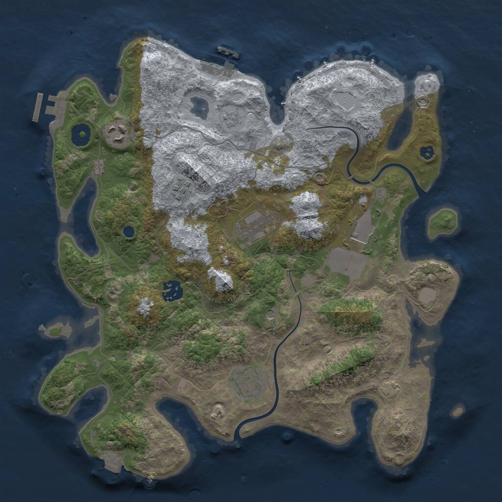 Rust Map: Procedural Map, Size: 3500, Seed: 1119701172, 12 Monuments