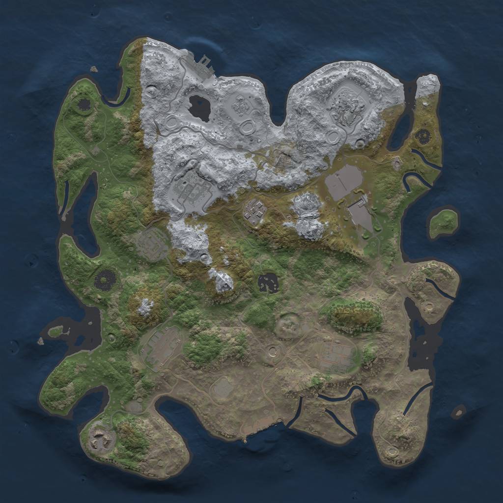 Rust Map: Procedural Map, Size: 3500, Seed: 1119701172, 16 Monuments