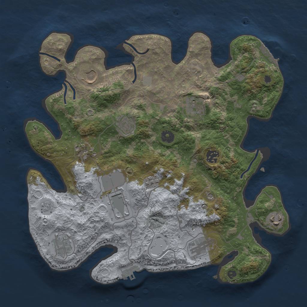 Rust Map: Procedural Map, Size: 3500, Seed: 1820696687, 19 Monuments