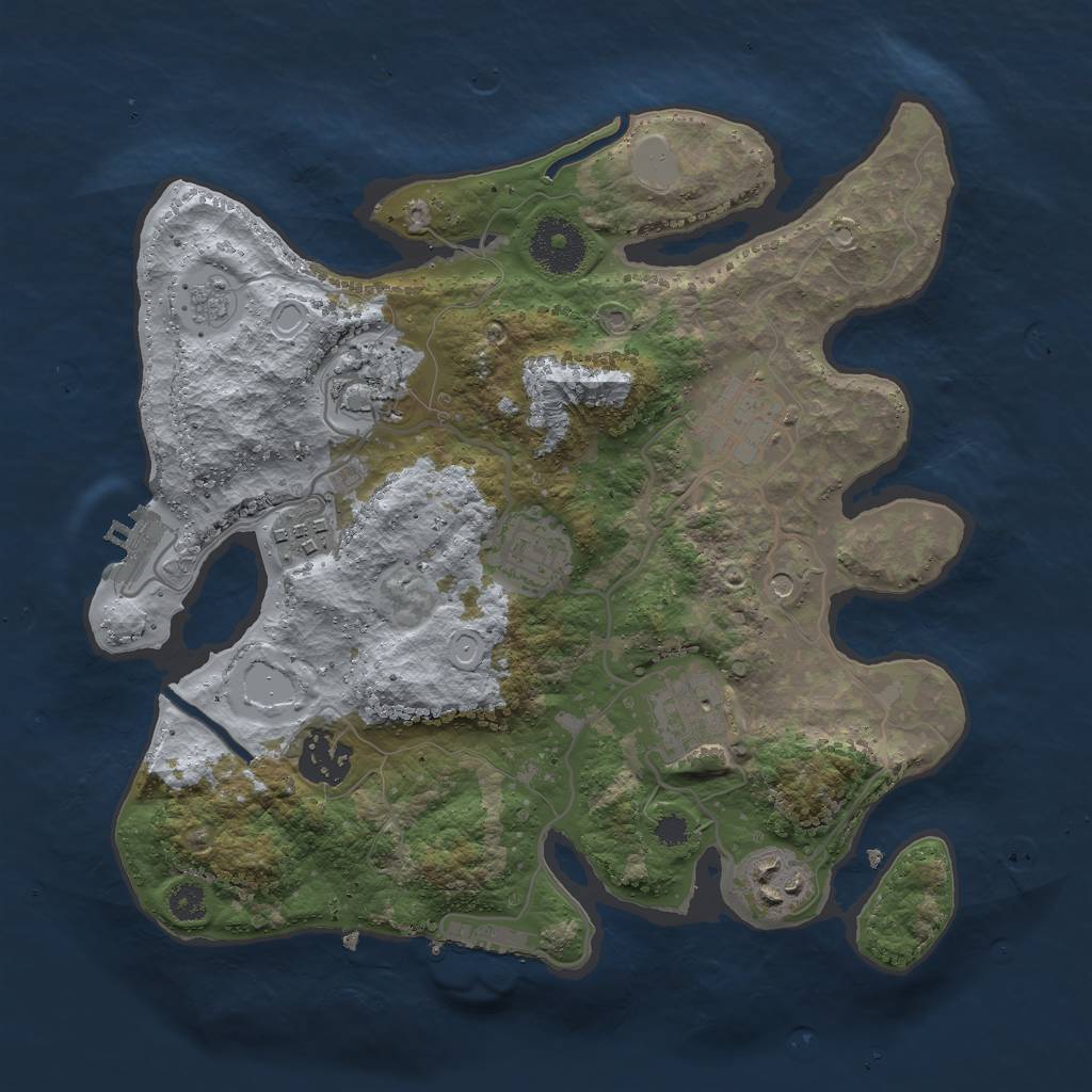 Rust Map: Procedural Map, Size: 3000, Seed: 1160931220, 16 Monuments