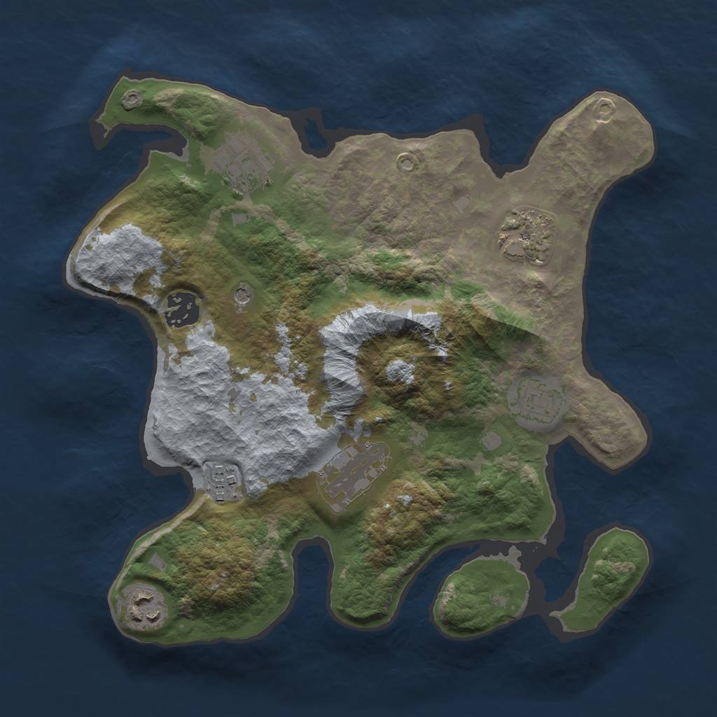 Rust Map: Barren, Size: 3000, Seed: 79052, 10 Monuments