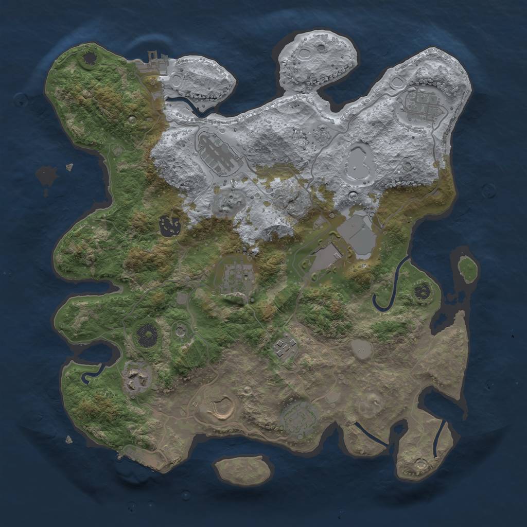 Rust Map: Procedural Map, Size: 3500, Seed: 962138136, 18 Monuments