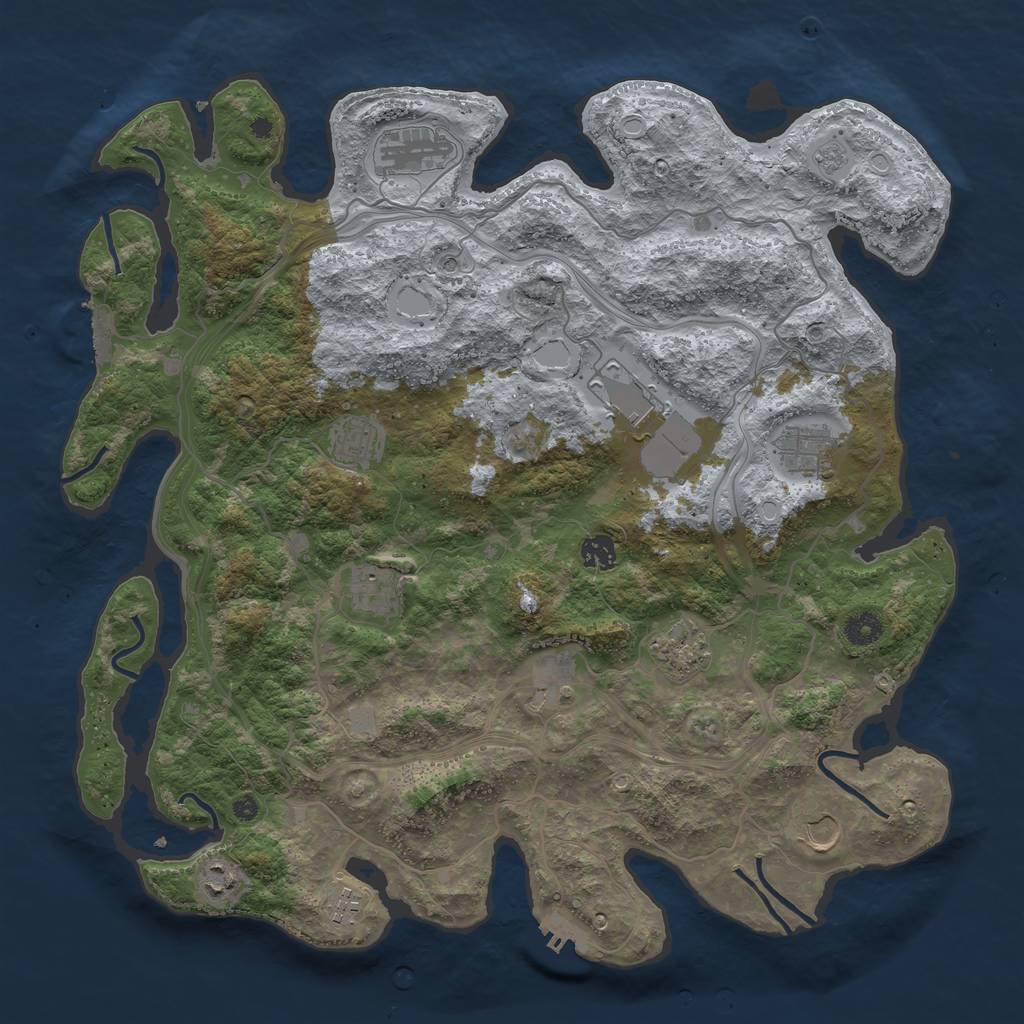Rust Map: Procedural Map, Size: 4250, Seed: 1995191695, 20 Monuments