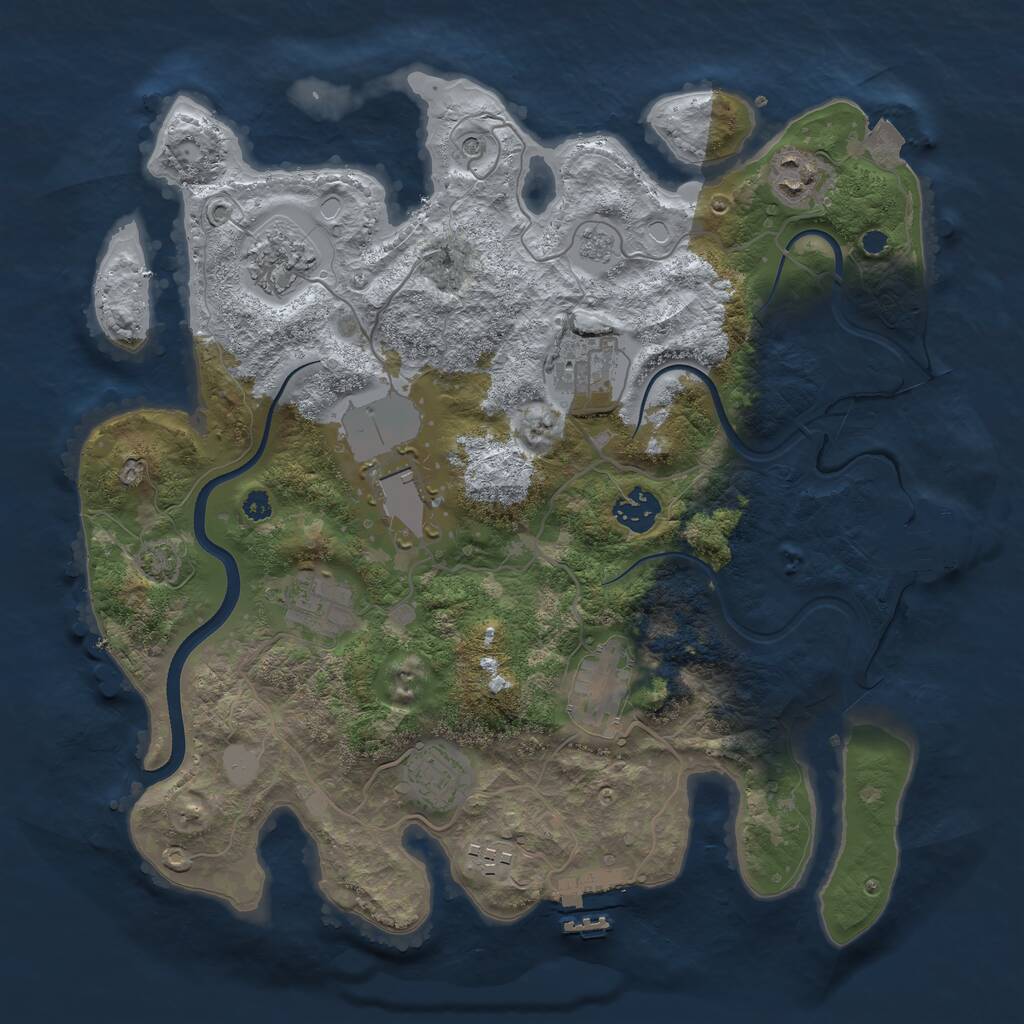 Rust Map: Procedural Map, Size: 3500, Seed: 553119453, 15 Monuments