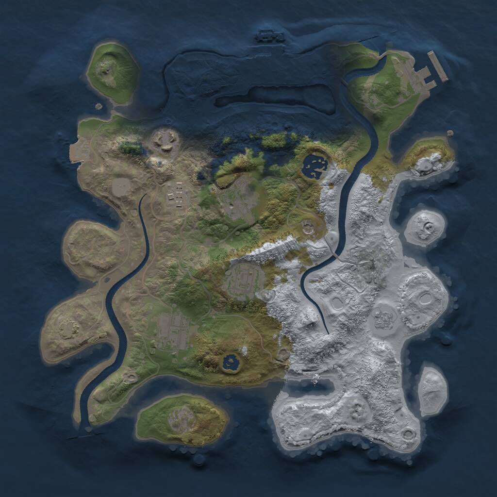 Rust Map: Procedural Map, Size: 3000, Seed: 64992, 12 Monuments