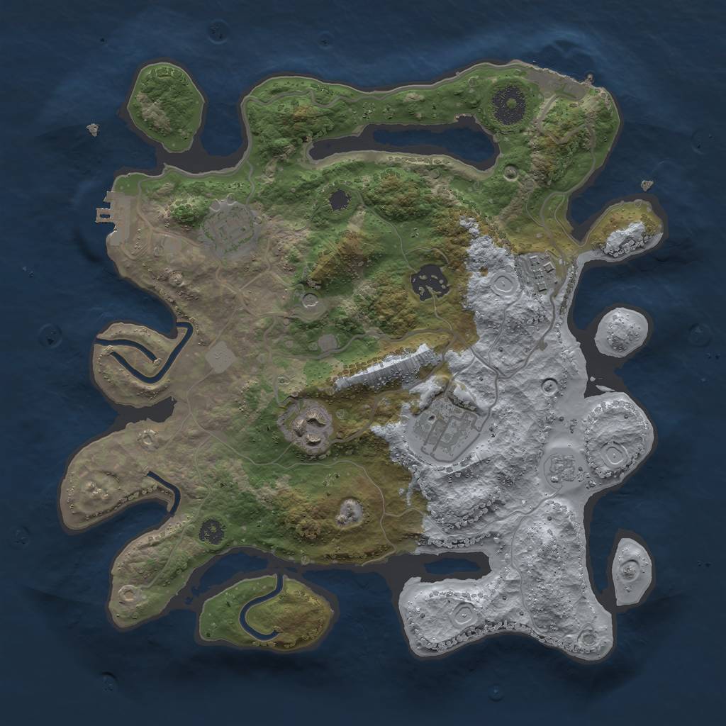 Rust Map: Procedural Map, Size: 3000, Seed: 64992, 14 Monuments